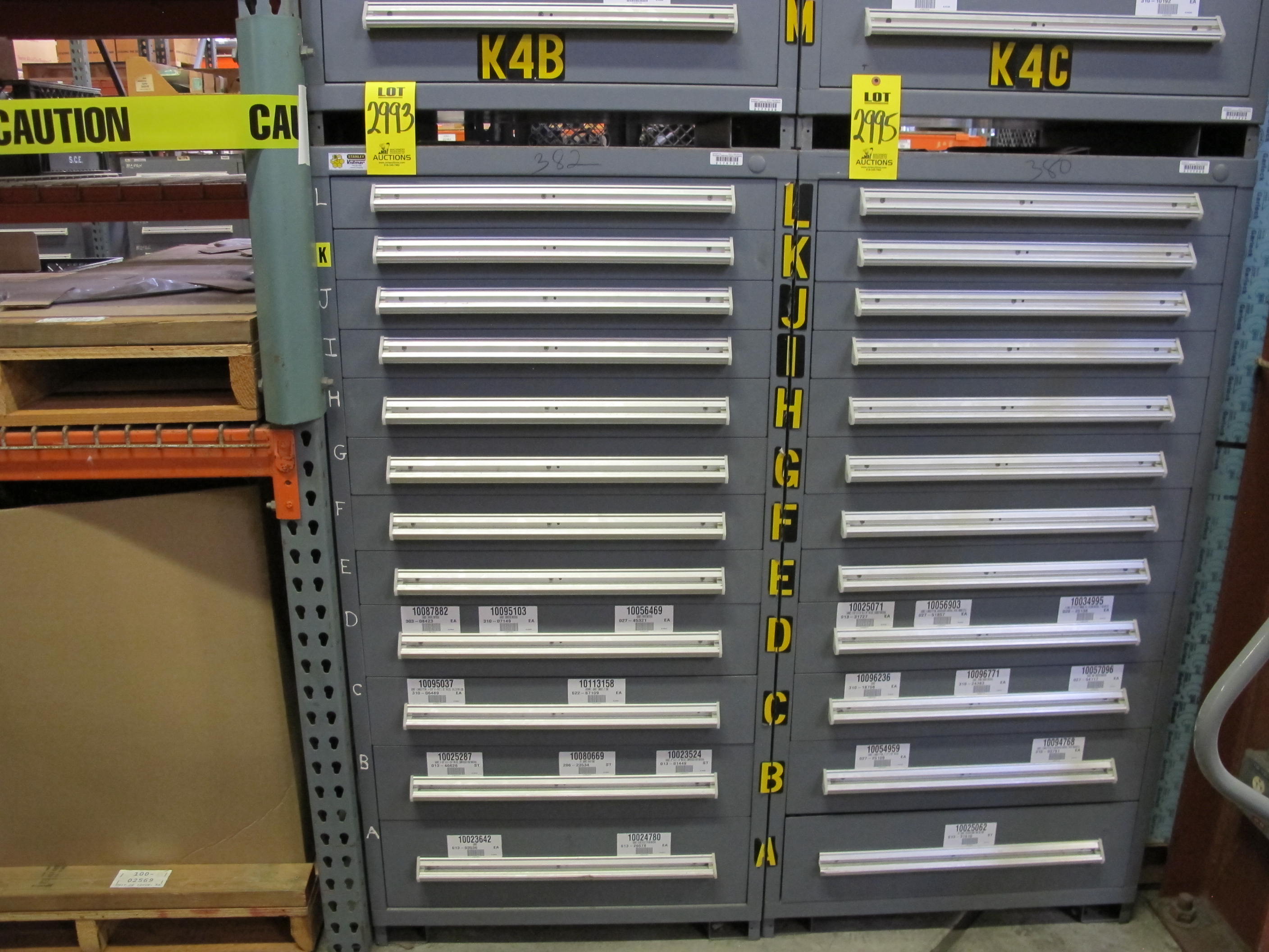 STANLEY VIDMAR HEAVY DUTY 12-DRAWER PARTS CABINET W/ CONTENTS (W-50) LOADING & HANDLING FEE $25-